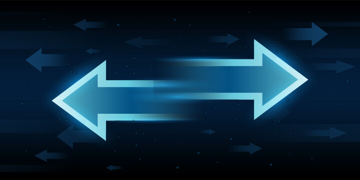 Transfer Arrows Concept with Two Directional Arrows for Sending and Receiving Data, Money and Digital Currency, Exchange Information, Fintech Payment, Blockchain Transaction n Modern Digital Logistics
