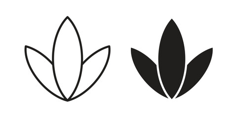 Fototapeta premium Lotus icons set designed in filled, outline, line and stroke style