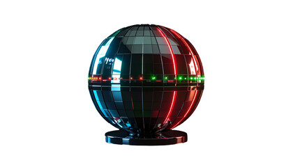 Spherical object with segmented reflective surface and colorful lights
