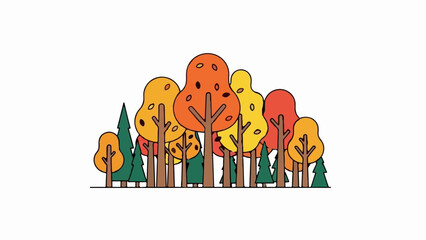 Fototapeta premium Colorful abstract trees with autumn leaves in warm tones