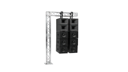 Line Array Speakers Mounted on Truss System