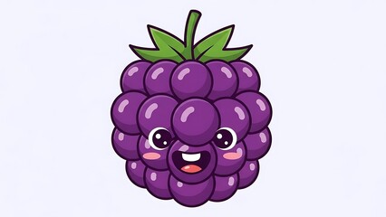 Cartoon purple blackberry with smiling face.