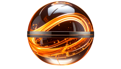 A glowing, swirling energy form captured within a transparent orb