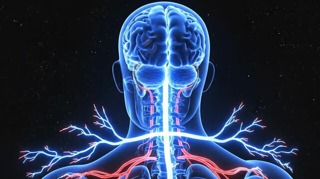 Stunning 3D Illustration of the Human Brain and Nervous System.