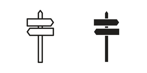 Signpost icons set designed in filled, outline, line and stroke style © iconic