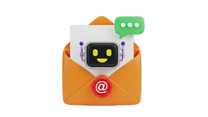 3D Email Bot Icon with Chat Bubble