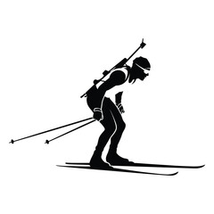 Cross Country Skiing Silhouette Vector Illustration For Active Lifestyle
