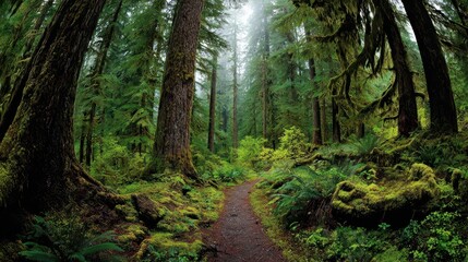 Obraz premium Ancient Old-Growth Forest Nature Trail in Sol Duc, Olympic National Park
