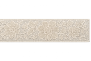 Vintage cream floral lace border on transparent background