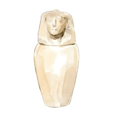 Watercolor-style Canopus jar illustration／古代エジプト・カノプス壺
