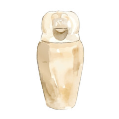 Watercolor-style Canopus jar illustration／古代エジプト・カノプス壺