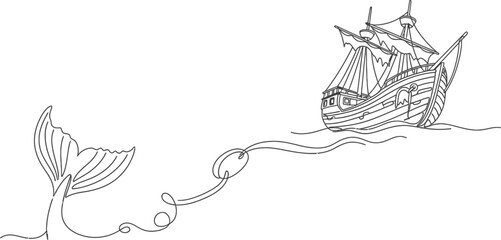 Whale Ship Nautical Illustration Vintage Engraving