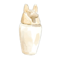 Watercolor-style Canopus jar illustration／古代エジプト・カノプス壺