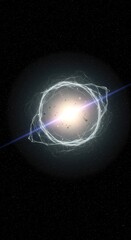 Fototapeta premium Conceptual visualization of cosmic attraction and gravitational field distortion in deep space, rendered digitally ,shape ,quantum ,field