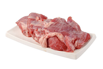 A raw cut of fresh beef isolated on a white background