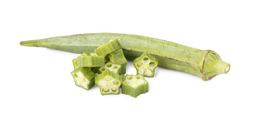 pod of okra, also known as lady finger or gumbo isolated on a white background