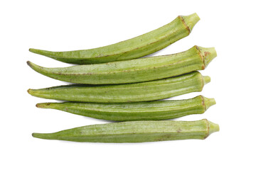 pod of okra, also known as lady finger or gumbo isolated on a white background