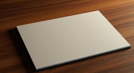 Empty notebook page lying on a wooden desk, symbolizing a blank slate for new ideas and creative writing inspiration ,wooden ,blank ,imagination