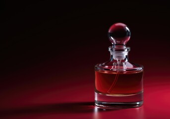 Elegant glass vessel holds exquisite aromatic liquid, symbolizing luxury, scent, and refinement on a simple background ,isolated ,studio shot ,vessel