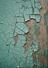 Extreme close-up of rough, weathered paint peeling off an old surface creating a complex pattern of cracks and decay ,close up ,wall ,paint
