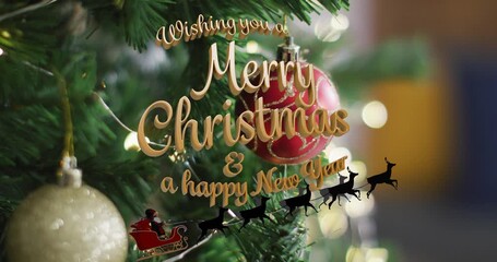 Digital video merges Christmas celebration with pandemic theme in animated text.