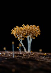 Highly magnified view showing abundant fungal reproductive structures dispersing for propagation, essential biology ,ecology ,growth ,spore
