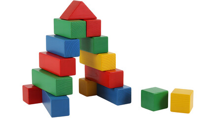 Naklejka premium Colorful wooden building blocks stacked in a tower shape
