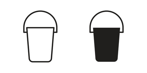 Water bucket icons set designed in filled, outline, line and stroke style