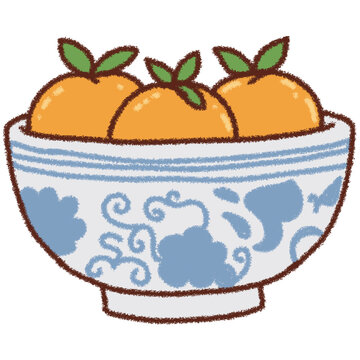 Oranges in a bowl for offering to the deities.