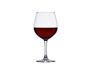 A single glass filled with red wine, against a black background, perfect for a tasting