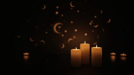 Regip Kandili Night Background with Glowing Candles and Peaceful Spiritual Mood