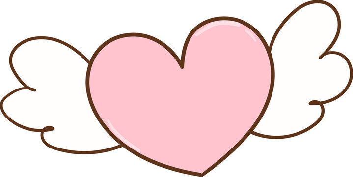 Winged heart illustration Valentines day Classroom decor