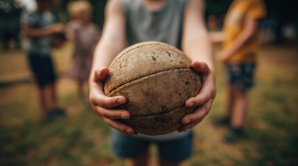 Children Engaging in Outdoor Activity While Holding a Ball