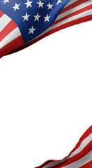 USA or American flag banner design isolated on transparent background  with copy space 3D render