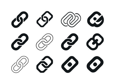 Harmonious Connection Icons. Forging meaningful connections with others. Icon set. Set Logo of forging meaningful connections with others: linked chain symbol.