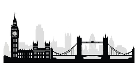 A striking black and white skyline depiction of london s famous landmarks a beautiful silhouette high quality © rabbivay