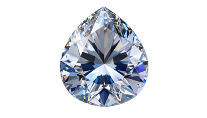 Sparkling, teardrop-shaped gemstone with facets, set against black