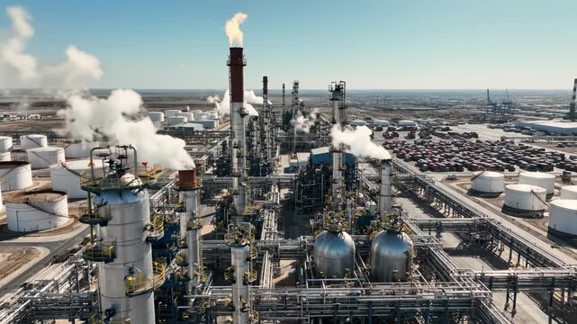 Aerial view of an industrial refinery