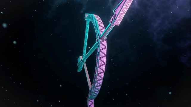 Sagittarius zodiac Vibrant Polygonal Sagittarius Symbol Bow and Arrow Against Starry Night Sky, Cosmic Zodiac Adventure and Mystery