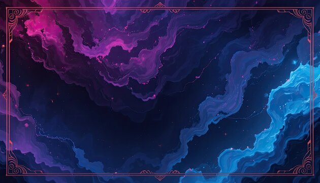 Vibrant cosmic background with swirling purple and blue clouds - Powered by Adobe