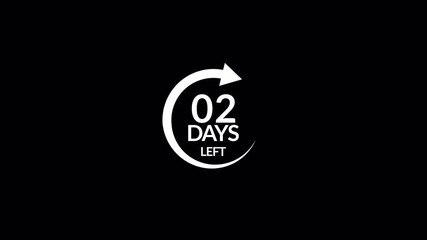 02 days  countdown circle arrow animations speed time limit dead lines concept motion graphic in transparent background in 4K animation - Powered by Adobe