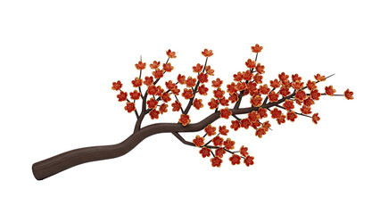 Branch with red and gold flowers