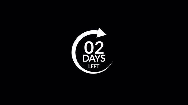 02 days  countdown circle arrow animations speed time limit dead lines concept motion graphic in transparent background in 4K animation
