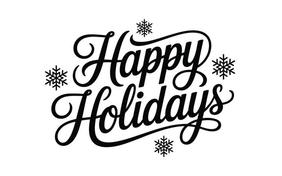 Happy holidays greeting with snowflakes on white background