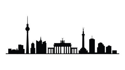 Berlin city skyline with famous landmarks and modern buildings silhouette © MDANTOR
