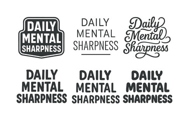 Fototapeta premium Harmonious Lettering Grid. Daily mental sharpness. Set lettering. harmonious lettering variations of the same emblematic concept (Retro vintage badge style,