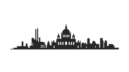 Fototapeta premium Black silhouette of a city skyline with a large domed building