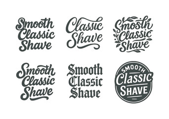 Fototapeta premium Diverse Shave Lettering. Smooth classic shave. Set lettering. harmonious lettering variations of the same emblematic concept, each with different artistic