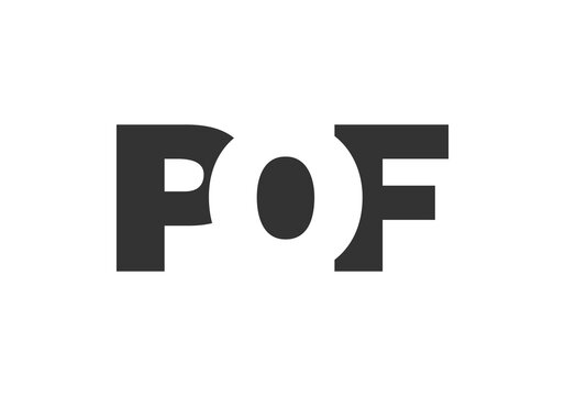 POF logo design. Initial letter P O F bold font style for tech startups, consulting, corporate branding. Creative company name, headlines typography identity, trendy logotype.