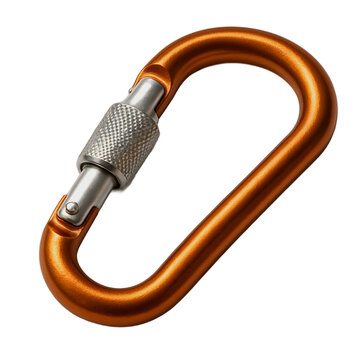 A silver oval carabiner with a twist lock gate